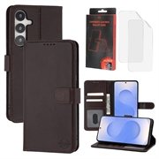 Samsung Galaxy S25+ MyTPhone CardMate Etui portfelowe ze skóry - ciemnobrązowy