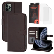 iPhone 11 Pro Max MyTPhone CardMate Etui portfelowe ze skóry - ciemnobrązowy