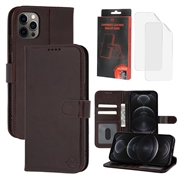 iPhone 12/12 Pro MyTPhone CardMate Etui portfelowe ze skóry - ciemnobrązowy