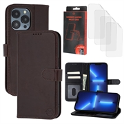 iPhone 13 Pro Max/12 Pro Max MyTPhone CardMate Etui portfelowe ze skóry - ciemnobrązowy