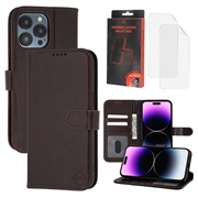 iPhone 14 Pro MyTPhone CardMate Etui portfelowe ze skóry - ciemnobrązowy