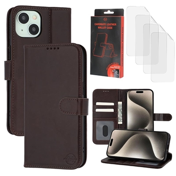 iPhone 15 Plus/14 Plus MyTPhone CardMate Etui portfelowe ze skóry - ciemnobrązowy