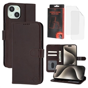 iPhone 15 MyTPhone CardMate Etui portfelowe ze skóry - ciemnobrązowy