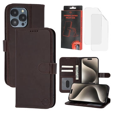iPhone 15 Pro Max MyTPhone CardMate Etui portfelowe ze skóry - ciemnobrązowy