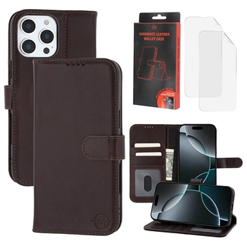 iPhone 16 Pro MyTPhone CardMate Etui portfelowe ze skóry - ciemnobrązowy