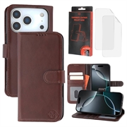 iPhone 17 Pro MyTPhone CardMate Etui portfelowe ze skóry - ciemnobrązowy