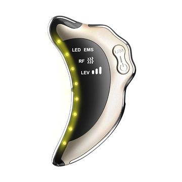 Masażer do twarzy NY-S008 RF & EMS Gua Sha - 5-kolorowa dioda LED - złoty
