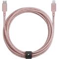 Native Union Night Kabel USB-C na Lightning ze skórzaną klamrą - 3 m - różowy