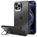 iPhone 12 Pro Max Hybrydowe Etui z Ukrytą Podpórką - Czarne / Przezroczyste