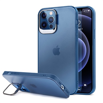 iPhone 12 Pro Max Hybrydowe Etui z Ukrytą Podpórką - Niebieskie / Przezroczyste