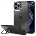 iPhone 12/12 Pro Hybrydowe Etui z Ukrytą Podpórką - Czarne / Przezroczyste