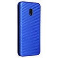 Nokia C1 Plus Etui z Klapką - Włókno Węglowe - Błękit