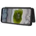 Nokia X10/X20 Etui z Klapką - Włókno Węglowe - Czarne