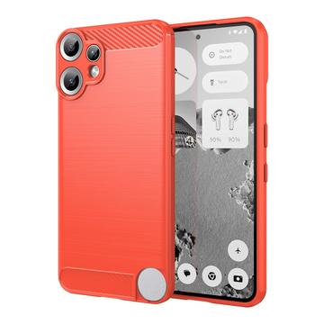 Nothing CMF Phone 2 Pro Szczotkowane Etui z TPU - Włókno Węglowe - czerwony