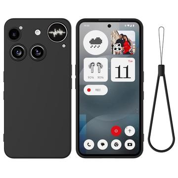 Nothing Phone (3) Etui z płynnego silikonu z paskiem na rękę - czarny