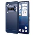 Nothing Phone (3a) Szczotkowane Etui z TPU - Włókno Węglowe - Błękit
