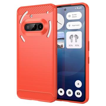 Nothing Phone (3a) Szczotkowane Etui z TPU - Włókno Węglowe - Czerwień