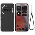 Nothing Phone (3a) Etui z płynnego silikonu z paskiem na rękę - czarny