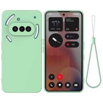 Nothing Phone (3a) Etui z płynnego silikonu z paskiem na rękę - Zielony