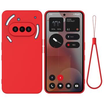 Nothing Phone (3a) Etui z płynnego silikonu z paskiem na rękę - czerwony