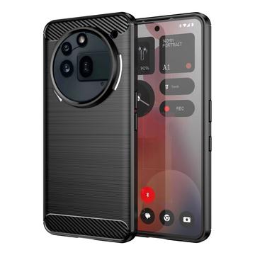 Nothing Phone (3a) Pro Szczotkowane Etui z TPU - Włókno Węglowe - Czarne