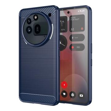 Nothing Phone (3a) Pro Szczotkowane Etui z TPU - Włókno Węglowe - niebieski