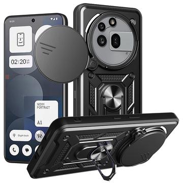 Nothing Phone (3a) Pro Hybrydowe Etui z Pierścieniem Obrotowym z Osłoną Aparatu - Czerń