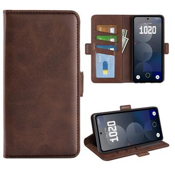 Nothing Phone (3a) Pro Etui portfelowe z magnetycznym zamknięciem - tekstura cielęca - brązowy