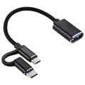 Adapter T USB 3.0 / MicroUSB i USB-C Goobay - Biały