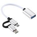 Adapter T USB 3.0 / MicroUSB i USB-C Goobay - Biały