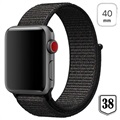 Apple Watch Series 4/3/2/1 Opaska z Plecionego Nylonu - 40mm, 38mm - Czarna