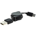 OTB USB-A 2.0 / USB-C Zwijany Kabel do Transmisji Danych - 70cm - Czarny