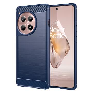 Szczotkowane Etui z TPU do OnePlus 12R/Ace 3 - Włókno Węglowe - Błękit