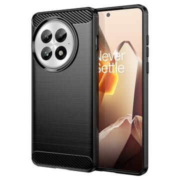 OnePlus 13 Szczotkowane Etui z TPU - Włókno Węglowe - Czarne