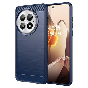 OnePlus 13 Szczotkowane Etui z TPU - Włókno Węglowe - Błękit