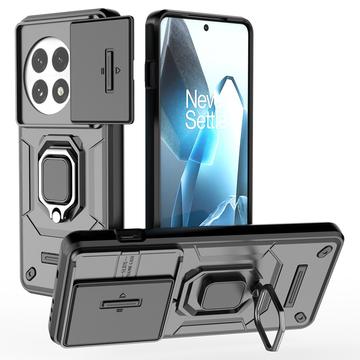 OnePlus 13 Hybrydowe Etui z Pierścieniem Obrotowym z Osłoną Aparatu - Czerń