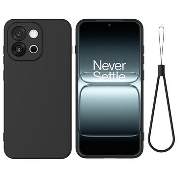 OnePlus 13T Etui z płynnego silikonu z paskiem na rękę - czarny