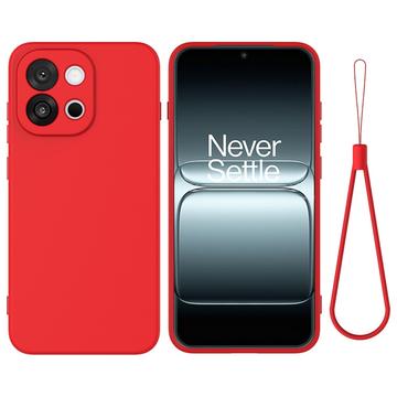 OnePlus 13T Etui z płynnego silikonu z paskiem na rękę - czerwony