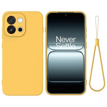 OnePlus 13T Etui z płynnego silikonu z paskiem na rękę - żółty