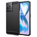 Szczotkowane Etui z TPU do OnePlus Ace/10R - Włókno Węglowe - Czarne