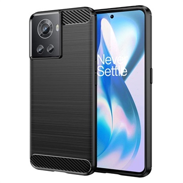 Szczotkowane Etui z TPU do OnePlus Ace/10R - Włókno Węglowe - Czarne