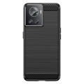 Szczotkowane Etui z TPU do OnePlus Ace/10R - Włókno Węglowe - Czarne