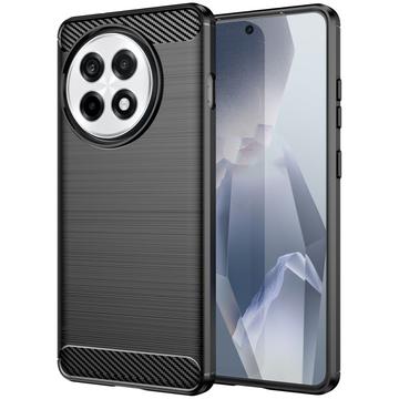OnePlus Ace 5/5 Pro/13R Szczotkowane Etui z TPU - Włókno Węglowe - Czarne