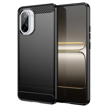 OnePlus Ace 5 Racing/Nord CE5 Szczotkowane Etui z TPU - Włókno Węglowe - Czarne