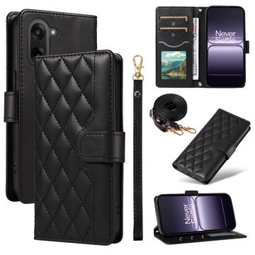 Luksusowe pikowane etui-portfel OnePlus Ace 5 Racing/Nord CE5 - czarny