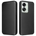 OnePlus Nord 2T Etui z Klapką - Włókno Węglowe - Czarne