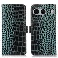 OnePlus Nord 4 Skórzane Etui z Portfelem Crocodile z RFID - Zieleń