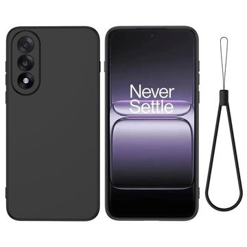 OnePlus Nord 5 Etui z płynnego silikonu z paskiem na rękę - czarny