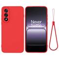 OnePlus Nord 5 Etui z płynnego silikonu z paskiem na rękę - czerwony