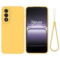 OnePlus Nord 5 Etui z płynnego silikonu z paskiem na rękę - żółty